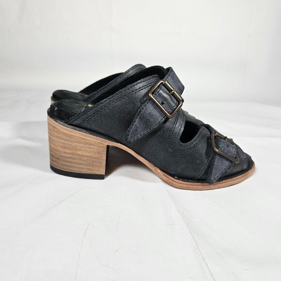 Freebird by Steven Caprice Blue Sandals Heels Women's Size 5 Leather Boho - Picture 3 of 9